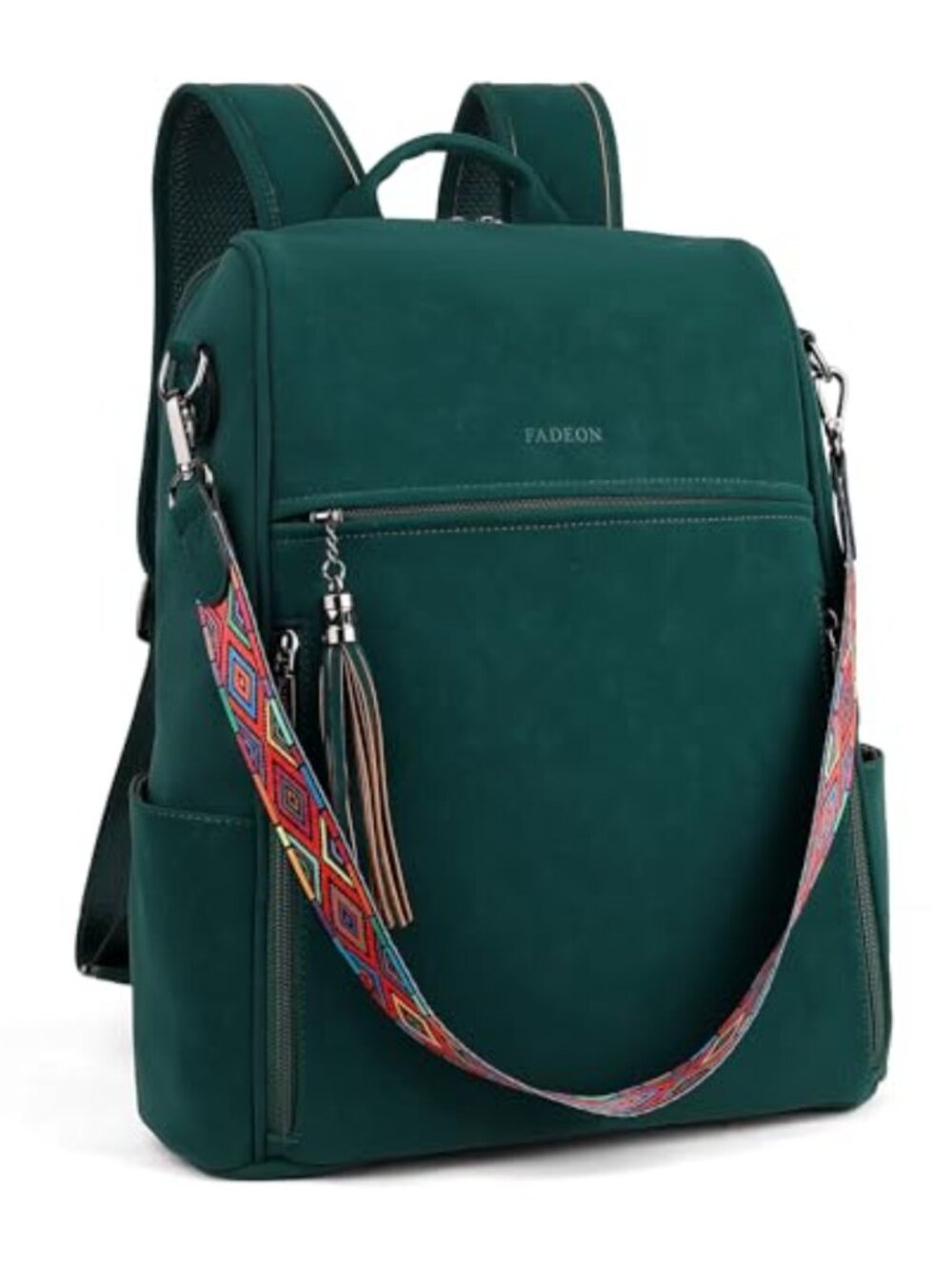 Faux Leather Laptop Backpack Convertible Shoulder Bag 15.6 inch Travel Work